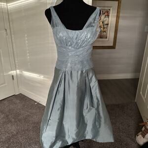 Rickie Freeman for Teri Jon Light Blue Lace Overlay Formal Dress 6 Vintage Look